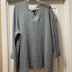 Lane Bryant Gray Crewneck Sweater with Rhinestone Accent Buttons Used Size 26/28
